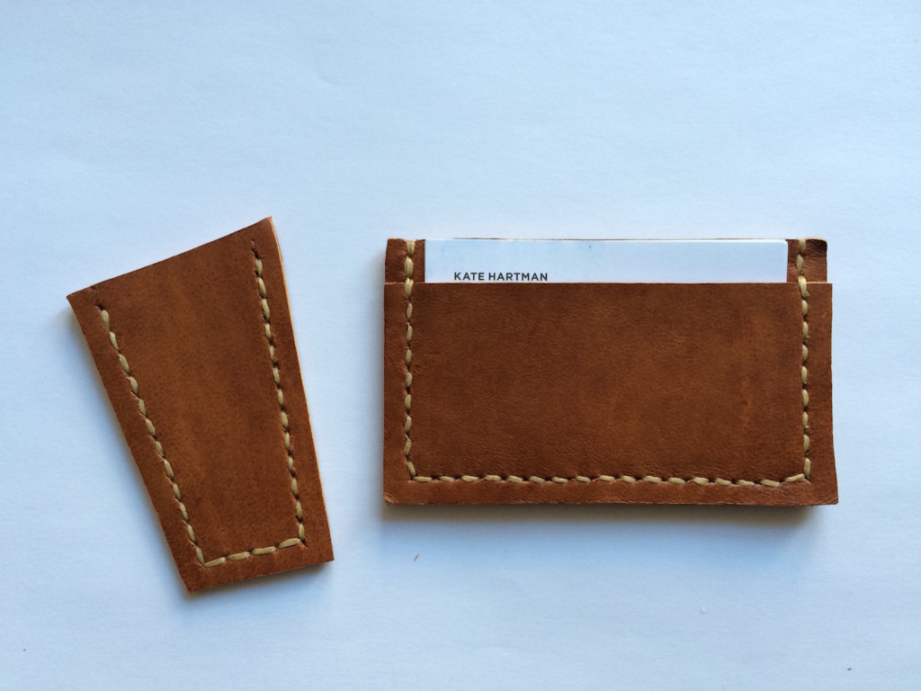 Left: a leather sewing test, Right: a leather card holder